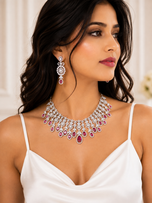 Ruby Jelvi Zirconia Statement Jewellery Set