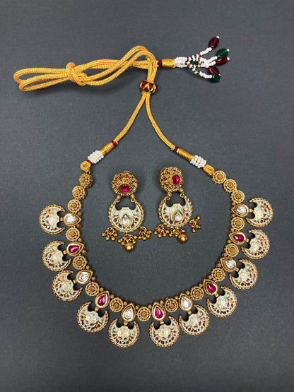 Ruby Mint Sayogita Temple Jewellery Set