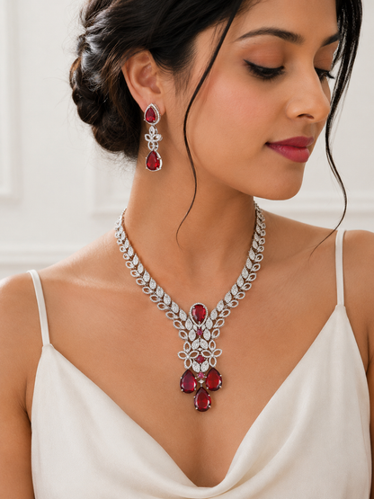 Ruby Zara Zirconia Jewellery Set