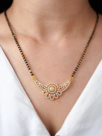 Rynika Diamond Mangalsutra with Earrings – Gold Plated