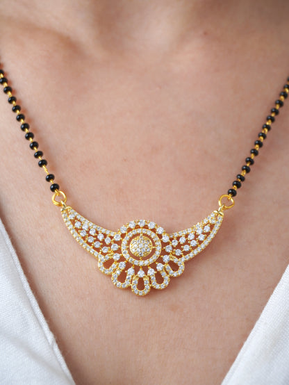 Rynika Diamond Mangalsutra with Earrings – Gold Plated