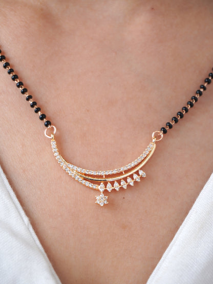 Ryvika Diamond Mangalsutra with Earrings – Rose Gold Finish