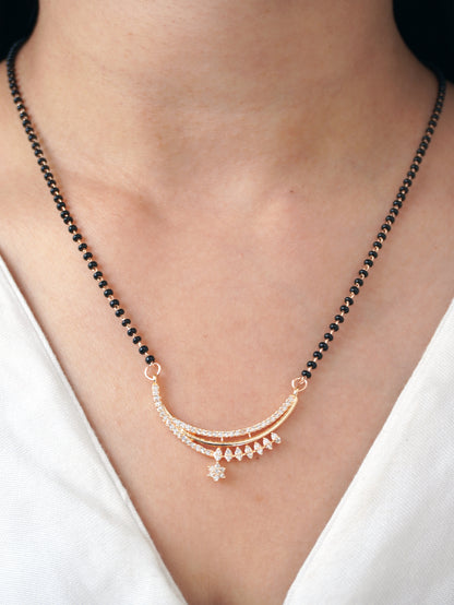 Ryvika Diamond Mangalsutra with Earrings – Rose Gold Finish