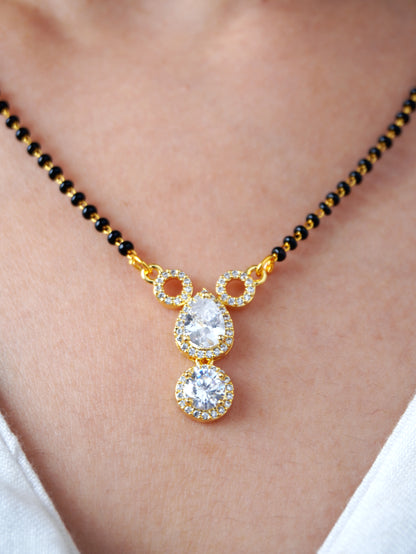 Siyara Diamond Mangalsutra with Earrings – Gold Finish