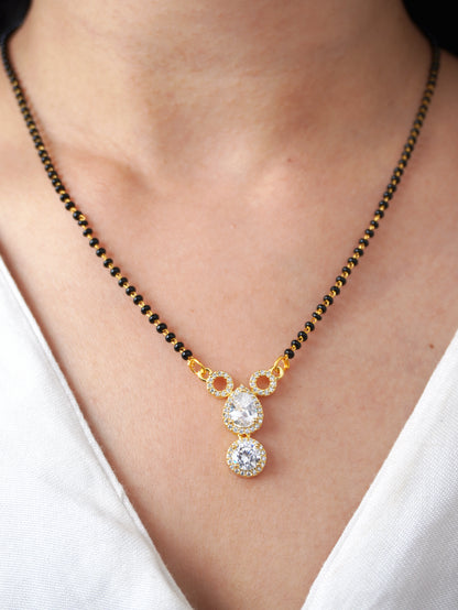 Siyara Diamond Mangalsutra with Earrings – Gold Finish