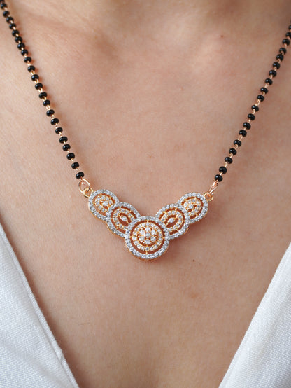 Tivra Diamond Mangalsutra with Earrings – Gold Finish