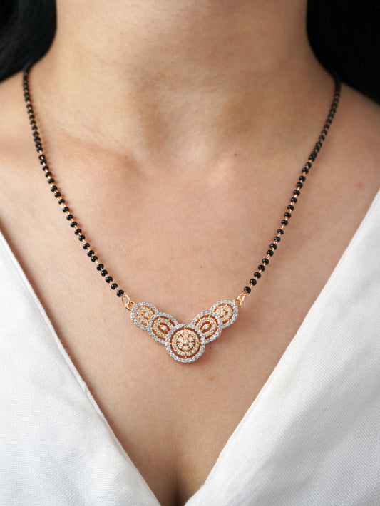 Tivra Diamond Mangalsutra with Earrings – Gold Finish