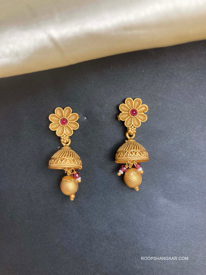 Ruby Uma Temple Jhumkis