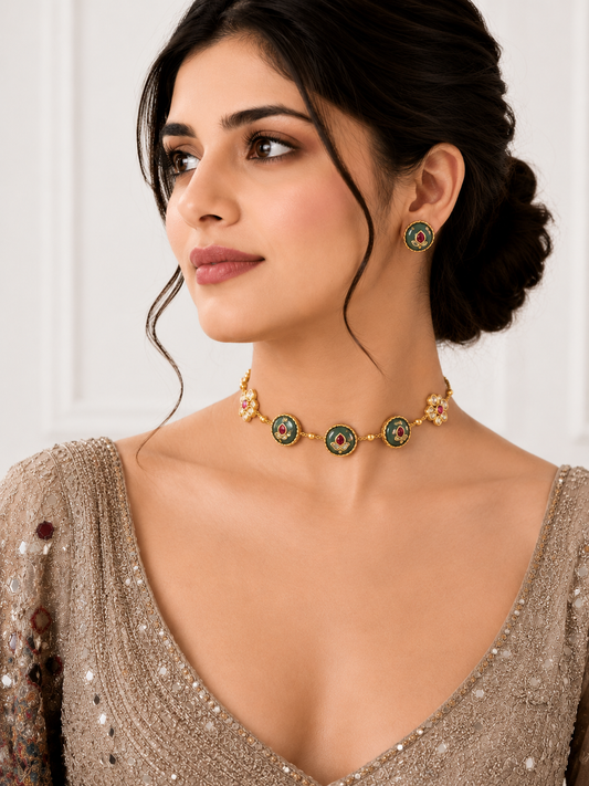 Emerald Green Vamika Jewellery Set