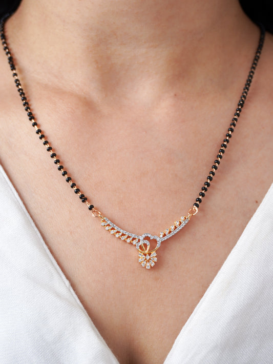 Vihana Diamond Mangalsutra with Earrings – Rose Gold Plated