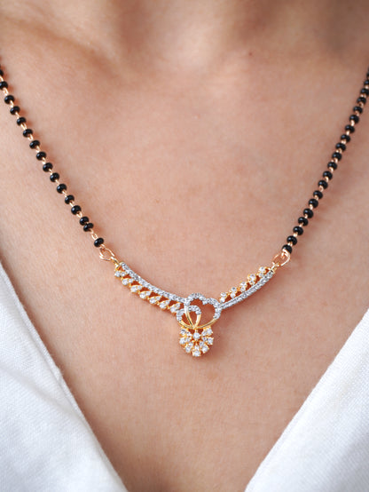 Vihana Diamond Mangalsutra with Earrings – Rose Gold Plated