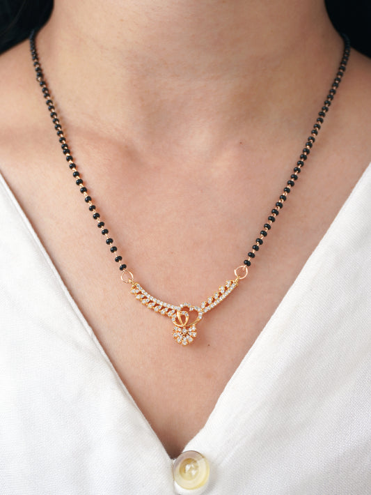 Vireya Diamond Mangalsutra with Earrings – Rose Gold Plated