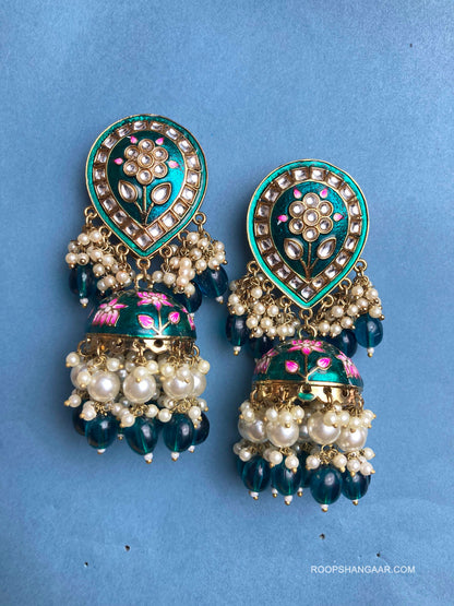 Emerald Yeshika Jhumkis