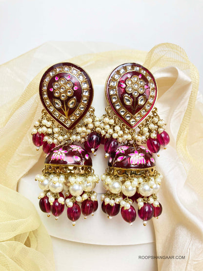 Maroon Yeshika Jhumkis