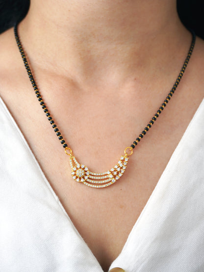 Zavya Diamond Mangalsutra with Earrings – Gold Plated
