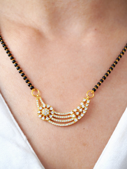 Zavya Diamond Mangalsutra with Earrings – Gold Plated