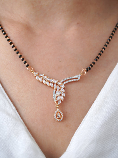 Zivika Diamond Mangalsutra with Earrings – Rose Gold Plated