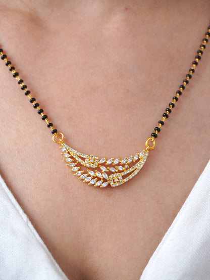 Ziyana Diamond Mangalsutra with Earrings – Gold Plated