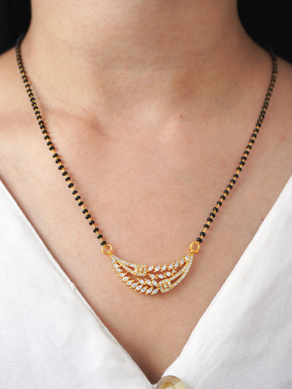 Ziyana Diamond Mangalsutra with Earrings – Gold Plated