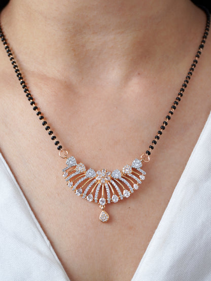 Zyra Diamond Mangalsutra with Earrings – Rose Gold Plated