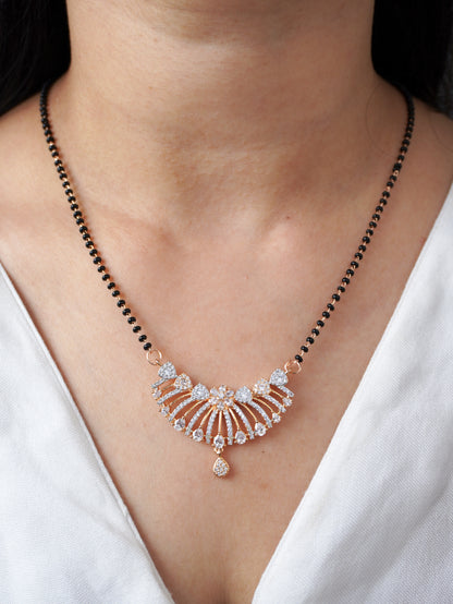 Zyra Diamond Mangalsutra with Earrings – Rose Gold Plated