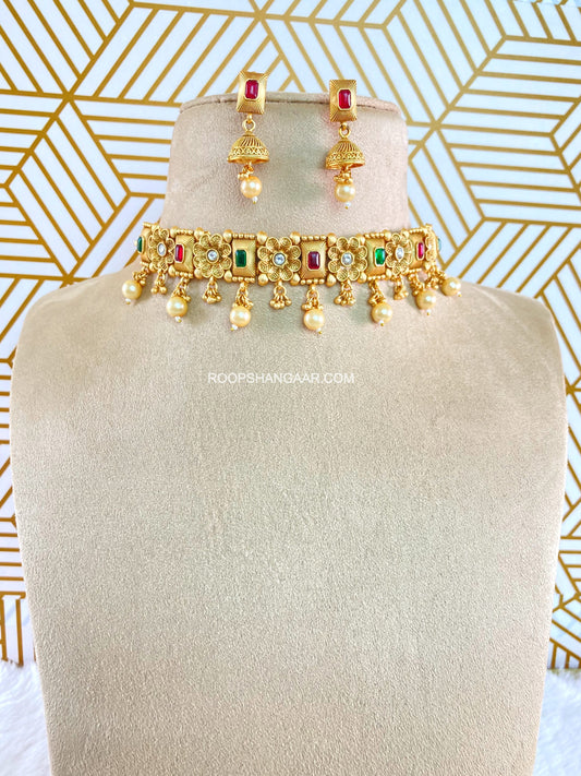 Multicolor Ashlesha Temple Necklace Set