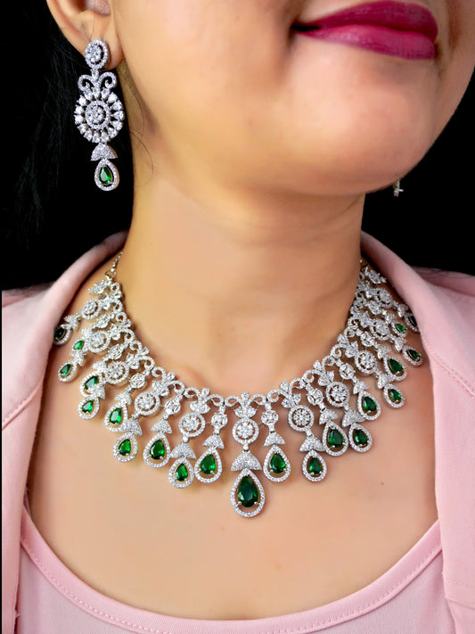 Emerald Green RoopShangaar Zirconia Statement Jewellery Set