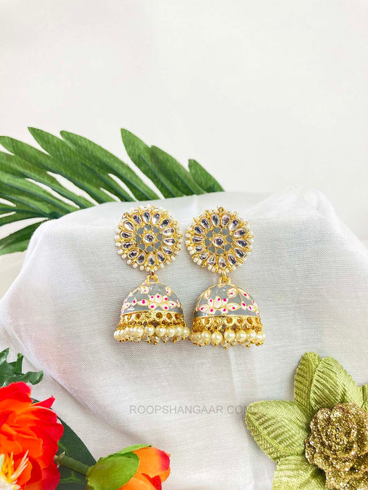 Gray Akansha Jhumki Earrigs