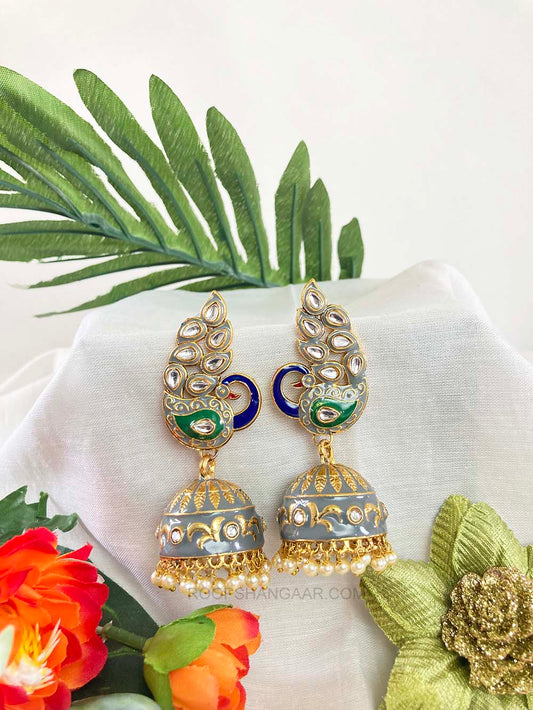 Gray Mayuri Juhmki Earrigs