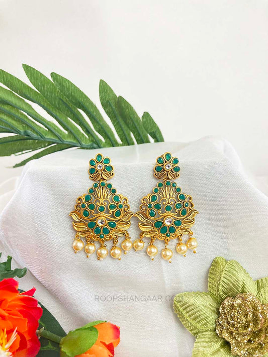 Green Pritika Chandbali Earrigs