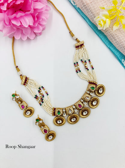 Multicolor Vidya Temple Jewellery Set
