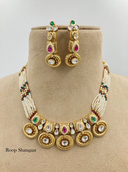 Multicolor Vidya Temple Jewellery Set