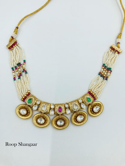 Multicolor Vidya Temple Jewellery Set
