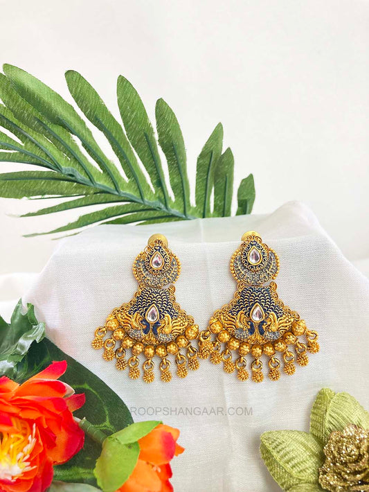 Navi Blue Morni Chandbali Earrigs