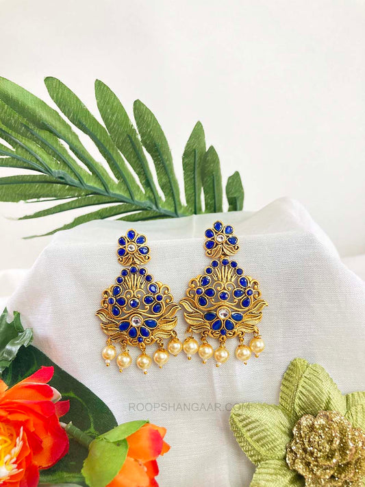 Navi Blue Pritika Chandbali Earrigs