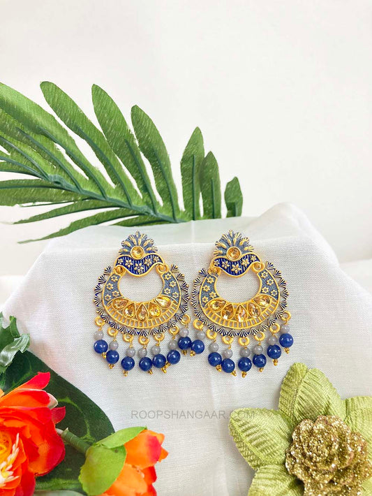 Navi Blue Sima Chandbali Earrigs
