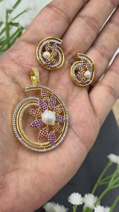 Aadhya 18K Gold Plated Pendent Set