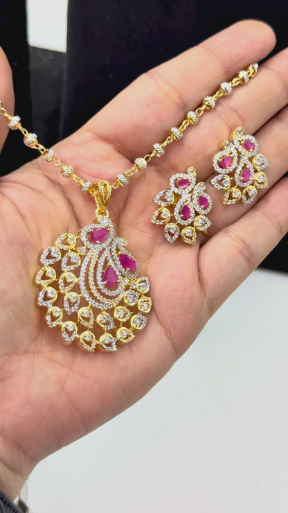 Amaira AD Pendant Set with Mala & Earrings