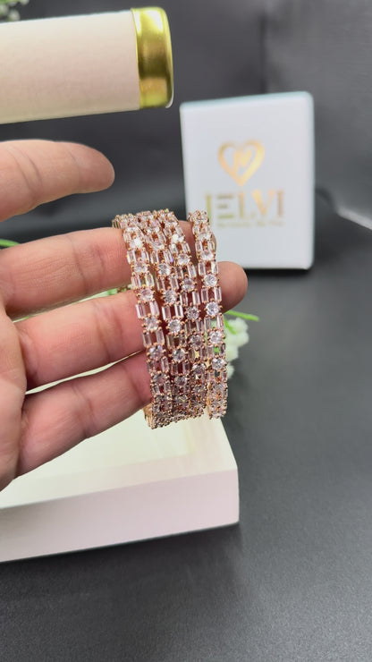 Kashvi Rose Gold Plated AD Bangles for Women