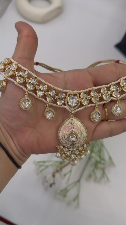 Kalaash Polki Pink Minakari Jewellery Set