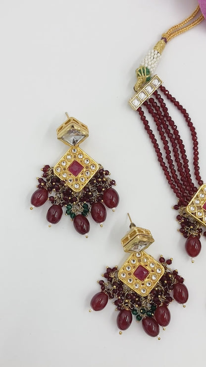 Maroon Mita Jewellery Set