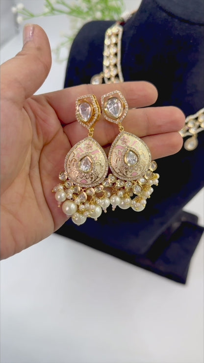 Kalaash Polki Pink Minakari Jewellery Set