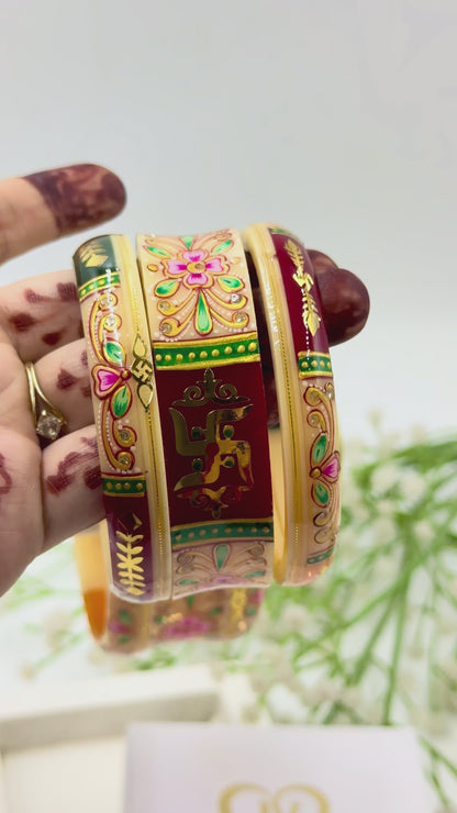 SHAGUN GOLD TAAR BANGLES - WHITE