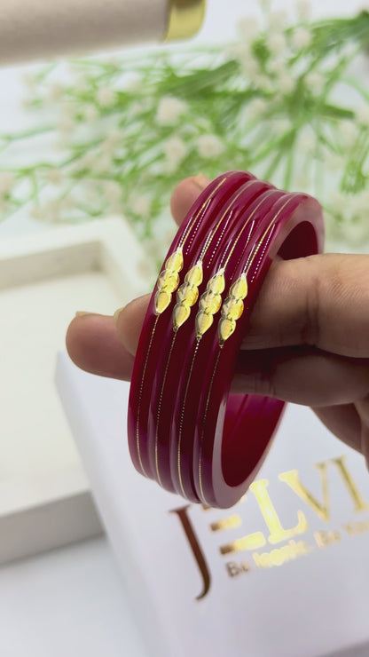 SIDDHI GOLD TAAR BANGLES - RED SOLID FINISH