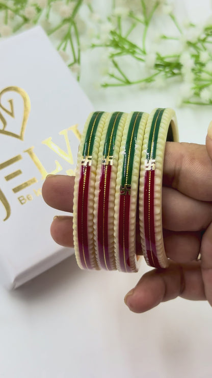 MULTICOLOR SWASTIK GOLD TAAR BANGLES