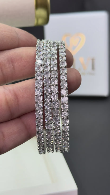 Anaya Silver Plated AD Bangles for Women