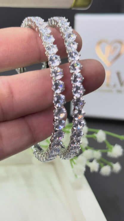 Mahika Silver Plated AD Bangles for Women