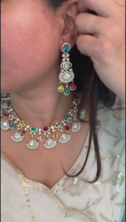 Gulnaar Multicolor Polki Jewellery Set