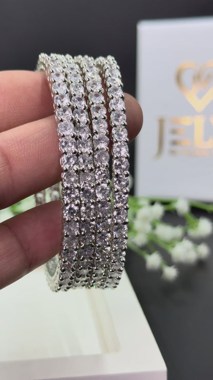 Shanaya Silver Plated AD Bangles for Women