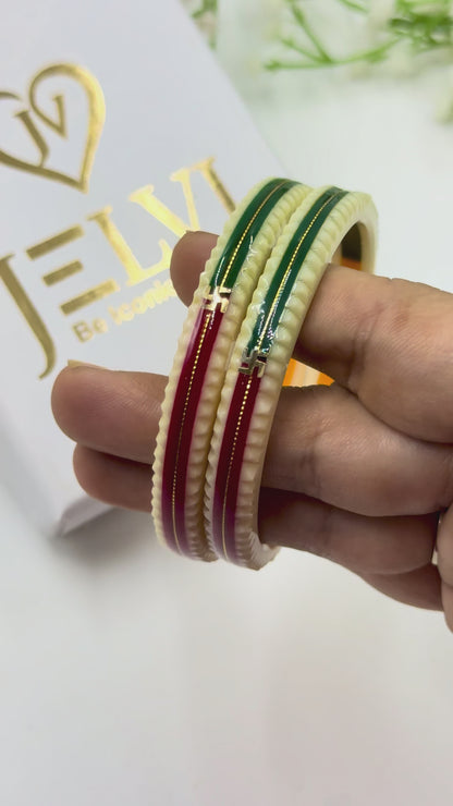 MULTICOLOR SWASTIK GOLD TAAR BANGLES